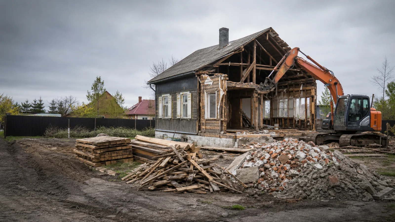 Демонтаж частного деревянного дома в Гомеле